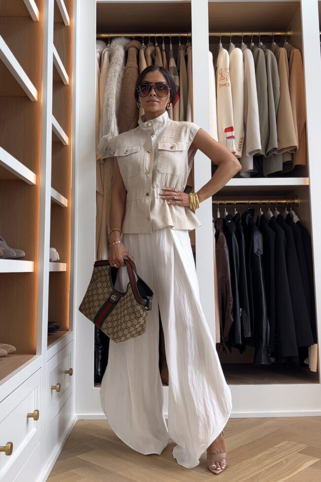 fashion blogger mia mia mine wearing a neutral summer outfit from zara