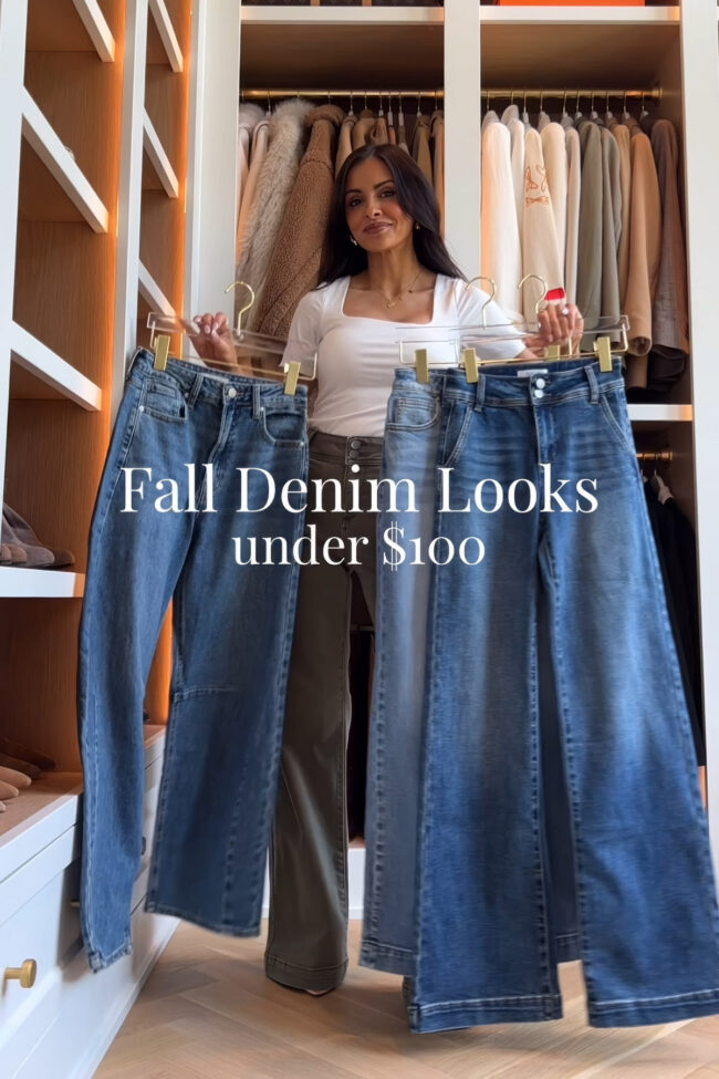 fashion blogger wearing affordable fall denim