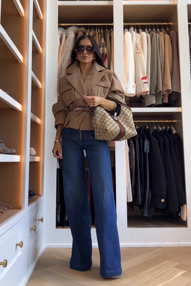 mia mia mine wearing a revolve belted jacket