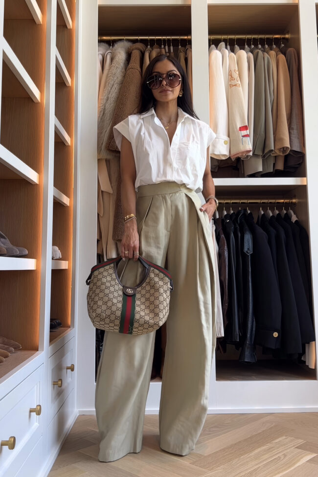 mia mia mine wearing zara pleated wide leg pants