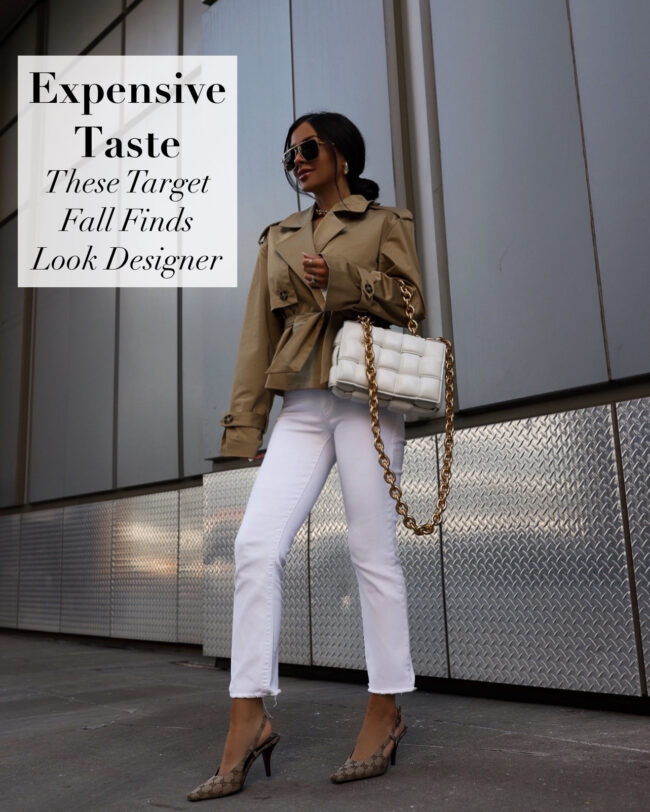 mia mia mine wearing a cropped trench coat