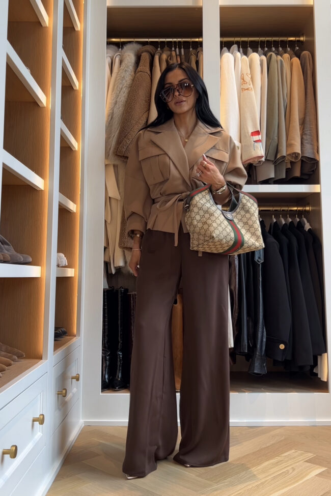 fashion blogger wearing amazon satin pants