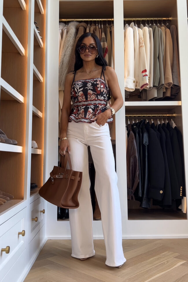 amazon fashion blogger wearing a farm rio inspired tank top for fall