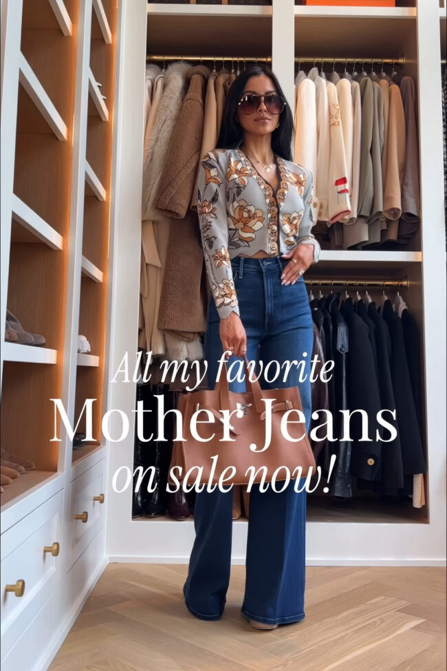 fashion blogger wearing mother jeans for fall