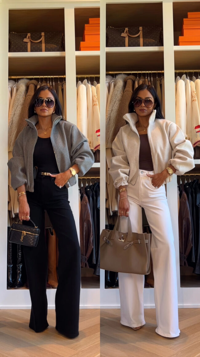mia mia mine wearing a soft bomber jacket from zara