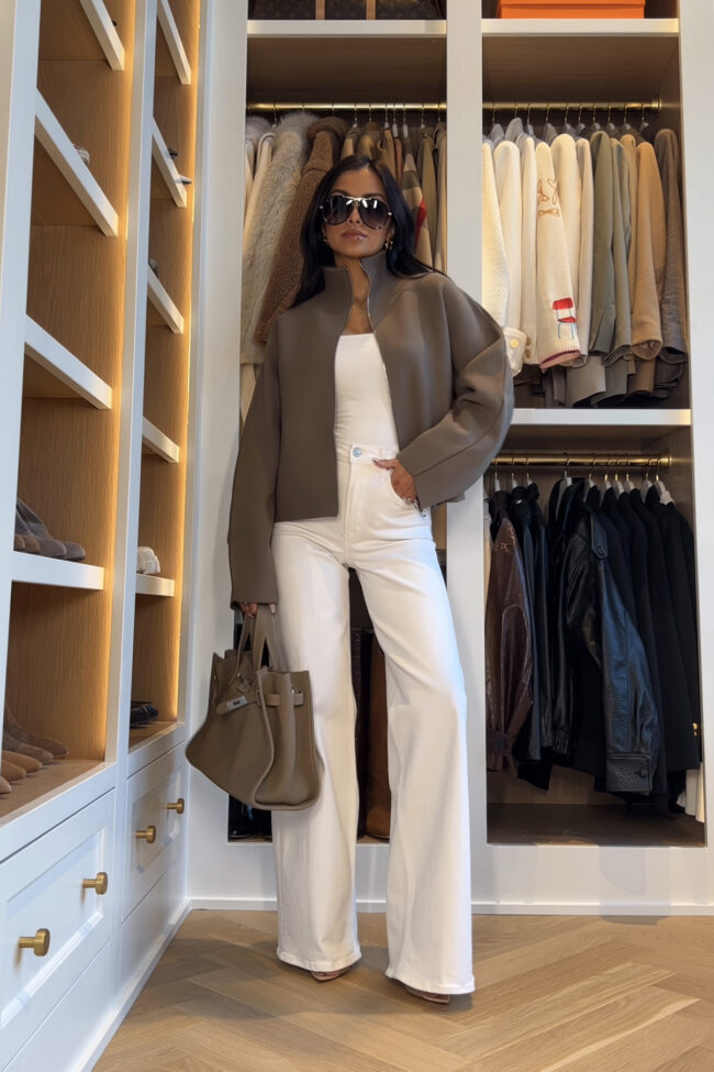 fashion blogger wearing a structured zara jacket