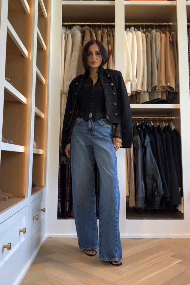 mia mia mine wearing zara jeans that look like the mother supermodel jeans